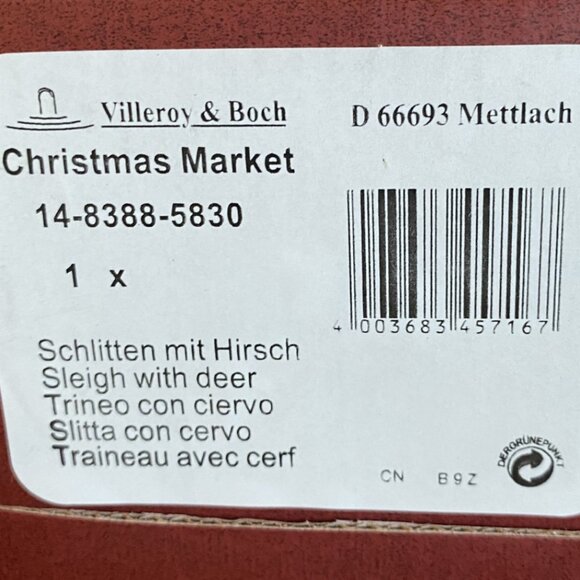 VILLEROY & BOCH, Santa Claus in Sleigh w/ Reindeer Christmas Figurine - Picture 10 of 12